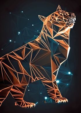 Low Poly Tiger Poster