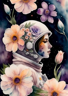 floral astronaut girl