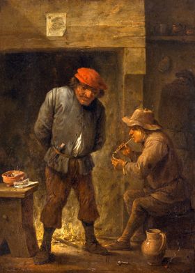 Two Peasants at Fireplace