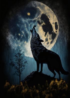 moon wolf lonely