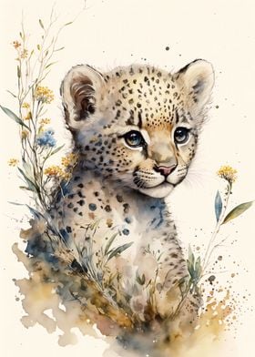 Cute Baby Cheetah Painting