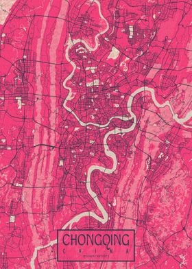 Chongqing City Map Blossom