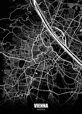 Vienna Austria Dark Map