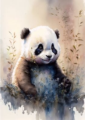 Cute Baby Panda Painting