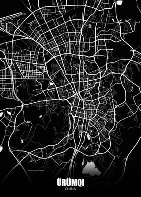 Urumqi China Dark Map