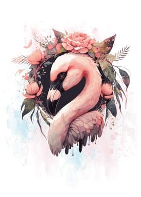 Floral Pink Flamingo 