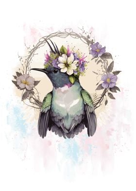 Floral Hummingbird Art