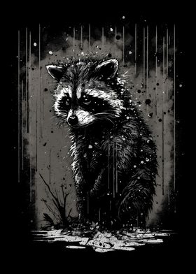 Raccoon Stencil Design