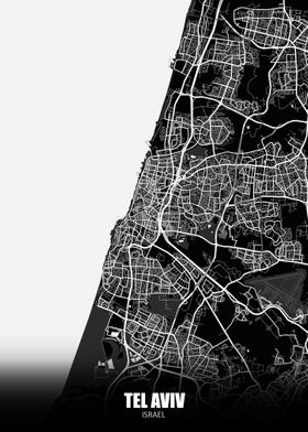 Tel Aviv Israel Dark Map