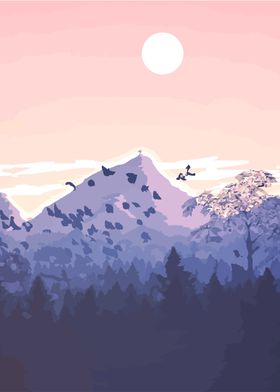 Mountain Forest Sunset