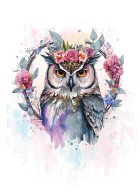 Floral Owl Painting