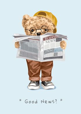 Bear reading newspaper