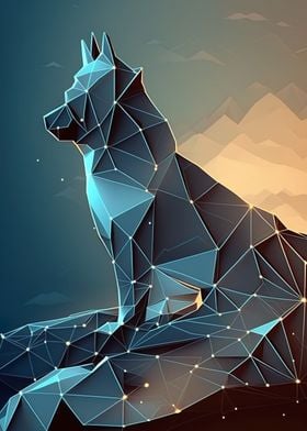 Low Poly Wolf Poster