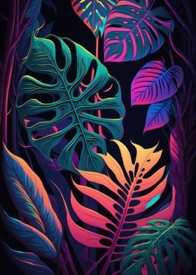 Neon tropical forest