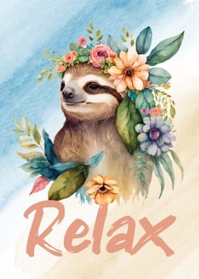 Sloth with flower headdres