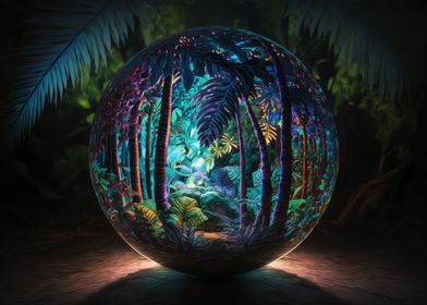 Glass sphere in forest