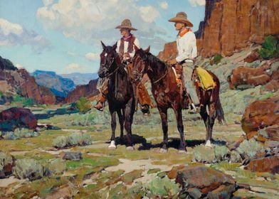 Two Cowboys On Horses