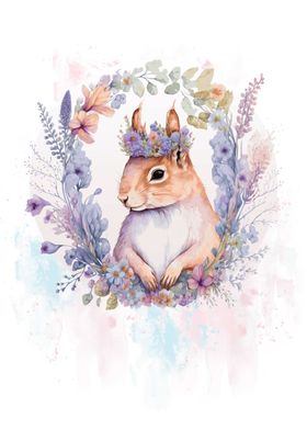 Floral Squirrel Painting