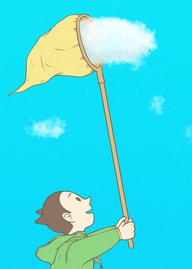 boy catching clouds