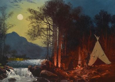 Indian Camp At Full Moon