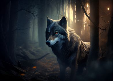 Wolf in a forest