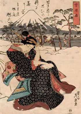 Ukiyo e Beatiful Geisha