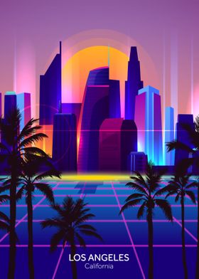 'Los Angeles Synth City' Poster by EDM Project | Displate