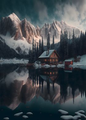 Winter Lake Landscape