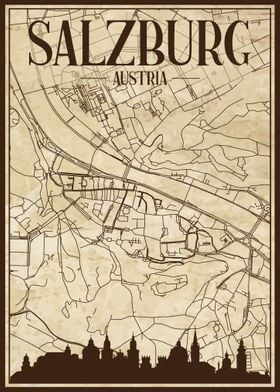 Salzburg Map Skyline