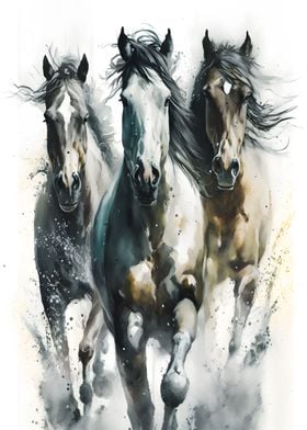 Group of Arabian stallions