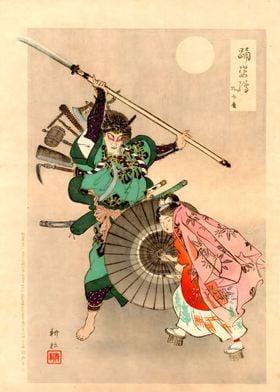 Ukiyo e Benkei at Bridge