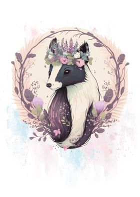 Floral Pet Skunk Cute Art