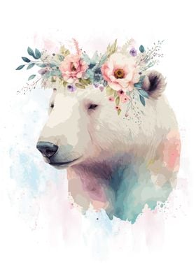 Watercolor Polar Bear Art