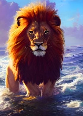 Lion in Sea