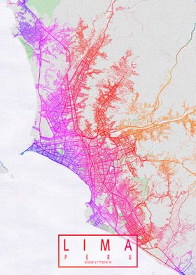 Lima City Map Colorful