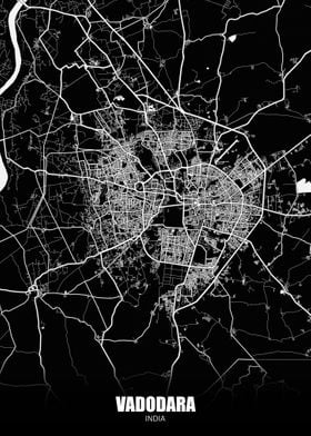 Vadodara India Dark Map