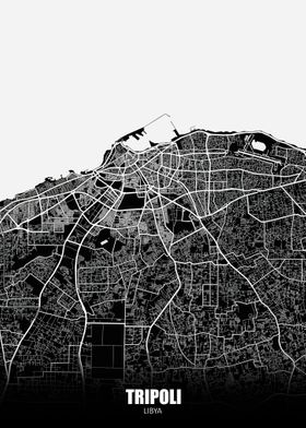 Tripoli Libya Dark Map