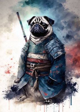 Pug Samurai Warrior