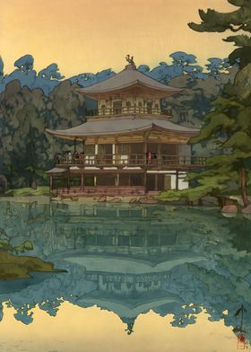 Ukiyo e Autumn Lake