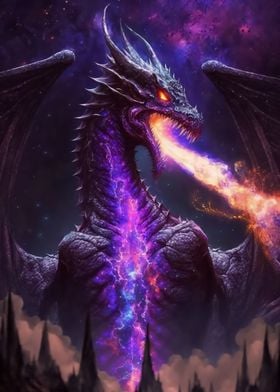 'The Cosmic Dragon King' Poster by Pixaverse | Displate