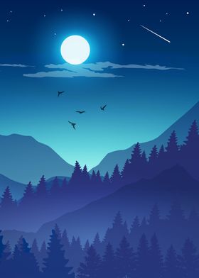 Blue Midnight Forest