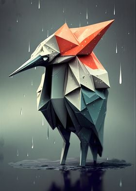 Bird in rain