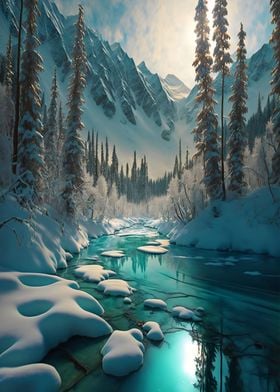 River in snowy mountain