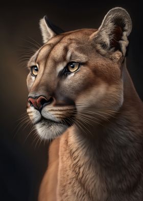 Cougar portrait on dark