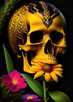 skull flower and snake