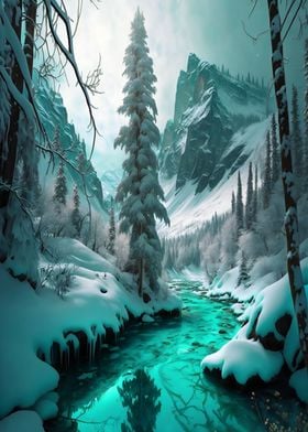 River in snowy mountain