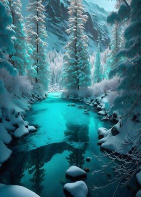 River in snowy mountain