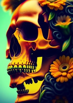 skull flower and snake