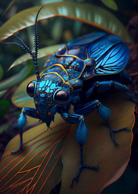 Blue Bee Beetle Buzzing