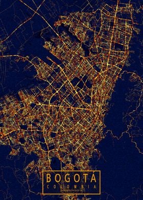 Bogota Map City At Night